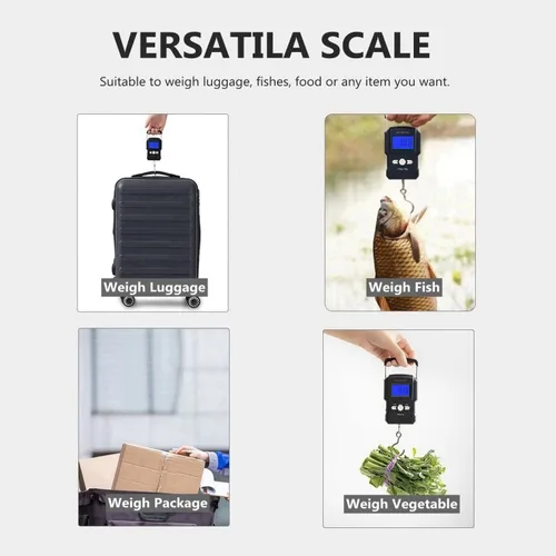 Miniatura 6 de NUTRI FIT Báscula de equipaje digital para maleta, báscula portátil para viajes, báscula de peso de pescado de mano con gancho para pesca, 110