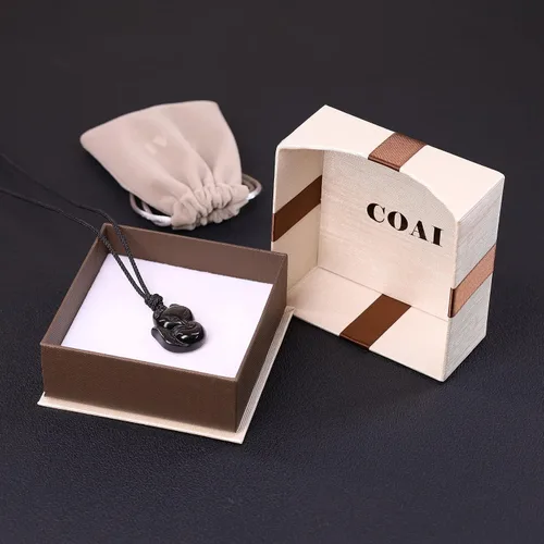 Miniatura 7 de COAI Collar con colgante de zorro de piedra para hombre y mujer, Piedra, Jaspe