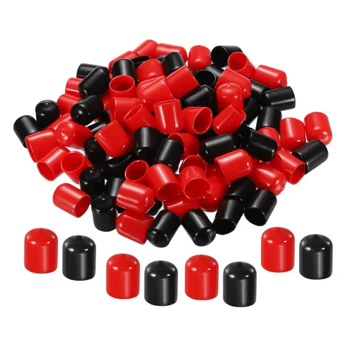 Miniatura 50 de MECCANIXITY 50 unids tapas de goma Surtido de 0.079 in PVC vinilo tornillo rosca protector para tornillo tornillo negro rojo
