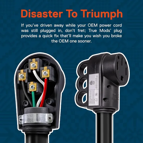 Miniatura 5 de True Mods NEMA 14-50R 125/250V 50A Cable de alimentación RV hembra de reemplazo con conector de toma para cable de 6/3 + 8/1 AWG de 4 hilos