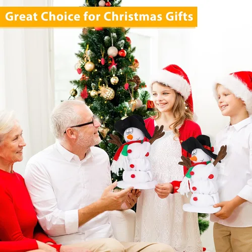 Miniatura 6 de Muñeco de nieve navideño bailando Papá Noel cantando y bailando, juguetes de peluche animados, 6 canciones navideñas en inglés