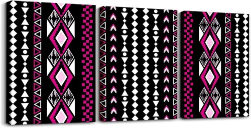 Miniatura 38 de Erosebridal Bohemian Wall Decor 12"x16" 3 Piece Country Southwestern Canvas Wall Art Boho Aztec Arrows Diamond Poster Print Black Gray Geometric