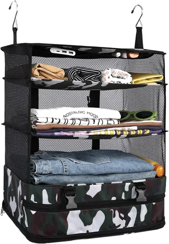Miniatura 23 de Surblue Bolsa de Almacenamiento Colgante para Armario Plegable de 3 Estantes de Tela Oxford Lavable con 2 Ganchos
