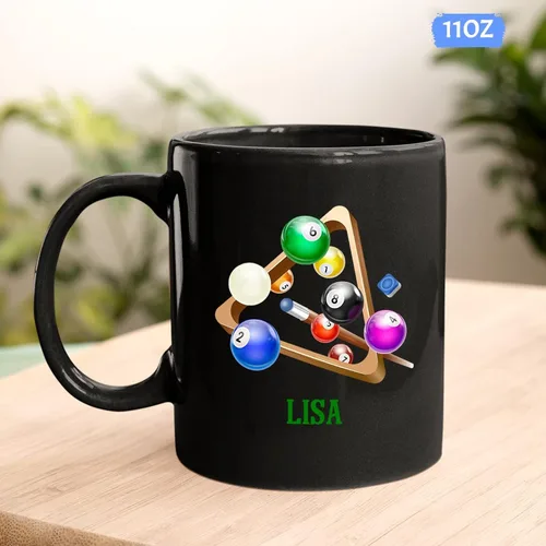Miniatura 4 de Taza de billar personalizada, taza de café de billar, taza deportiva personalizada, regalo para los amantes del billar, taza de té negro de 11