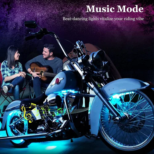 Miniatura 4 de 12 luces de motocicleta con control de aplicación, modo de música RGB de 16 millones de colores, función de luz de freno IP68 impermeable con doble