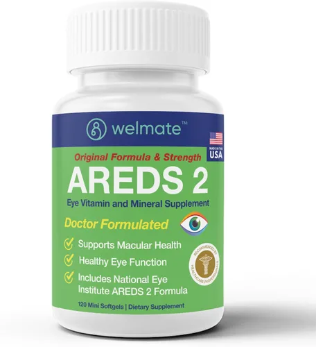 WELMATE - AREDS 2 (60 porciones) - Suplemento vitamínico y mineral para los ojos - Vitamina C, zinc, luteína, zeaxantina - Salud macular - Formulado