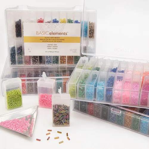Miniatura 2 de The Beadsmith Basic Elements - Cuentas de vidrio para semillas, varios colores de 6/0 redondas, aproximadamente 2,350 cuentas, 24 cajas abatibles