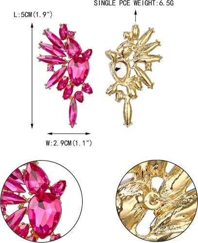 Miniatura 7 de EVER FAITH Aretes de diamantes de imitación vintage, aretes colgantes de cristal de marquesa de moda para mujer