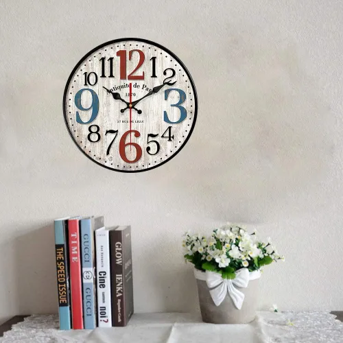 Miniatura 3 de YeYo Reloj de pared simple de estilo europeo de madera MDF impermeable, decoración artística silenciosa para decoración del hogar, sala de estar