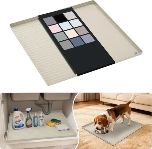 Miniatura 68 de URMONA Tapete de silicona impermeable para debajo del fregadero, 34 x 22 pulgadas, forro para estante de cocina y baño, protector de gabinetes