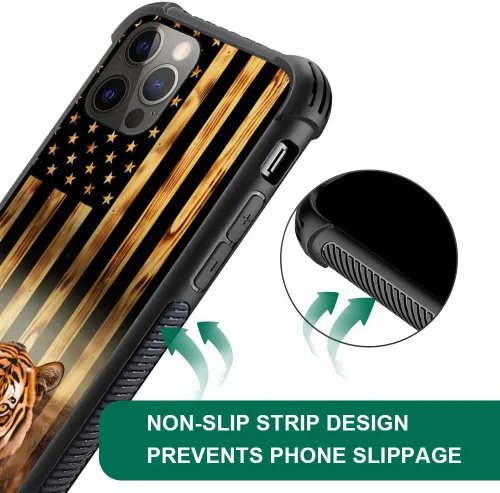 Miniatura 35 de DAIZAG Compatible con iPhone 13 Pro Max, Funda de TPU Protectora Anti-Arañazos Todo En Uno, Fundas para Hombre Mujer - Motivo de Madera Americana