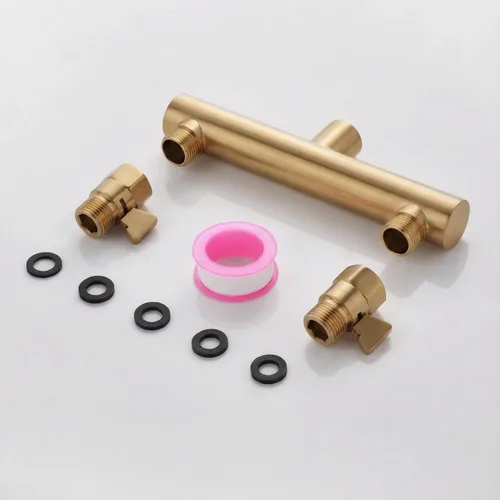 Miniatura 7 de Colector de cabezal de ducha con doble salida y válvulas de cierre para sistema de ducha de doble rociador, puede conectar dos cabezales de ducha