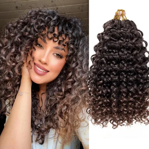 Miniatura 54 de 8 Paquetes de Cabello Rizado con Ganchillo GoGo, Cabello Rizado con Ganchillo para Mujeres Negras, Trenzado de Onda Profunda, Cabello Sintético