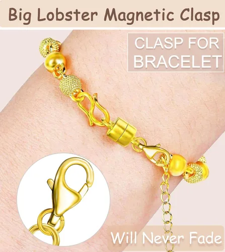 Miniatura 3 de Dailyacc Collar magnético de langosta Cierres y cierres de seguridad de oro de 14 quilates y plata convertidores de joyería para pulseras y extensor
