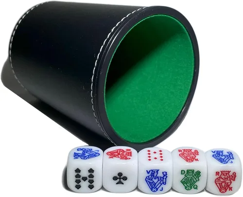 Miniatura 2 de Artist Unknown Cubilete de cuero de la taza de dados de póquer con naipes españoles premium y naipes de póquer Deck Casino Game Bundle