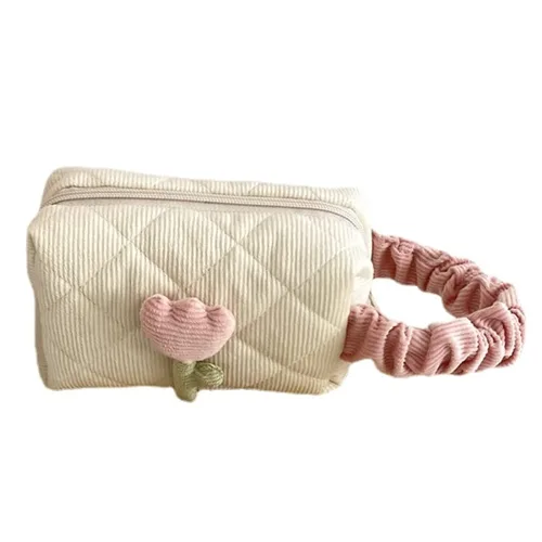 Miniatura 11 de Bolsa de maquillaje floral kawaii, bolsa para cosméticos y cosméticos, bolsa de viaje estética, organizadora de bolsa de aseo acolchada de hadas