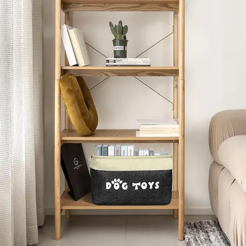 Miniatura 3 de PET ARTIST Cesta de juguetes para perros, caja plegable para juguetes para perros con asas cómodas, organizador grande de almacenamiento de juguetes