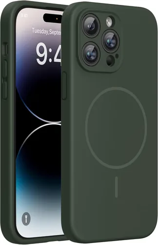 Miniatura 114 de Miracase - Funda magnética diseñada para iPhone 14 Pro Max, de silicona líquida, a prueba de golpes, con protector de pantalla y protección