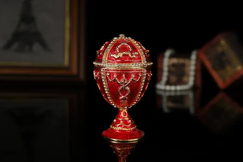 Miniatura 4 de QIFU Faberge - Caja de baratijas pintada a mano con bisagras, adornos clásicos para almacenar joyas, regalo único para el día de Pascua