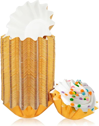 Miniatura 7 de 100 PCS Moldes de Papel Brioche para Hornear Moldes para Cupcakes Papel Antiadherente Recubierto Moldes Estándar para Muffins para Bodas Fiestas Rosa