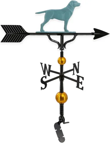 Miniatura 14 de Montague Metal Products Veleta de lujo de 32 pulgadas con adorno de Retriever negro satinado