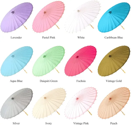 Miniatura 3 de Weddingstar Parasol de papel con deshuesado de bambú, Azul Aqua