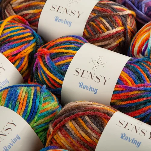 Miniatura 7 de Sensy Roving - Ovillo de lana multicolor, 3.5 onzas, 132 yardas, calibre 5, voluminoso (otoño)
