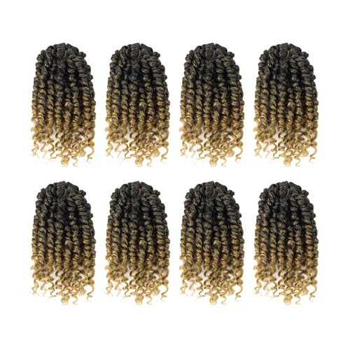 Miniatura 59 de Bileaf Cabello de Ganchillo Passion Twist Pre-retorcido de 10 Pulgadas, 8 Paquetes de Ganchillo Passion Twist, Cabello Corto Passion Twist