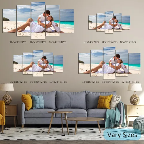 Miniatura 5 de ZHIYYHAO Imágenes personalizadas enmarcadas para pared, retrato familiar de bebé, mascota, boda, paisaje de paisaje, impresiones en lienzo