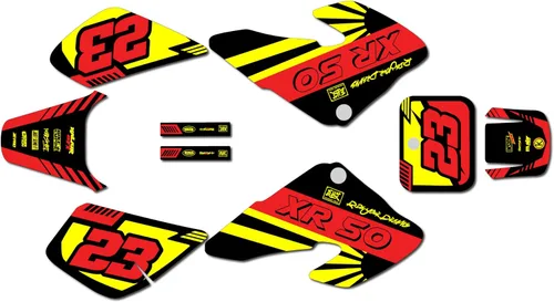 Miniatura 8 de Kit de gráficos para Honda XR50 (2000-2003) Serie FH Azul Rojo 9 Mil - Kit de calcomanías de gráficos personalizados de carreras para motos