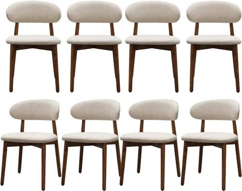 Miniatura 11 de Juego de 2 sillas de comedor de granja, modernas sillas de comedor de madera de mediados de siglo, sillas de comedor tapizadas de tela de granja