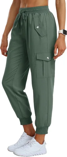 MoFiz Pantalones cargo para mujer, ligeros, con cintura elástica, pantalones deportivos de senderismo, pantalones casuales de viaje con bolsillo