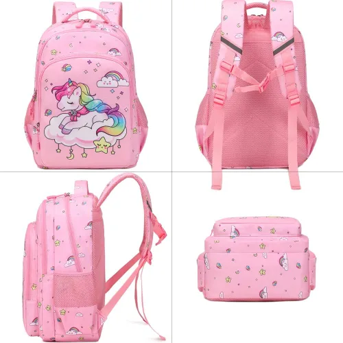 Miniatura 10 de Juego de mochila para niñas y adolescentes, mochila escolar para niños con bolsa para el almuerzo, estuche para lápices, mochilas escolares
