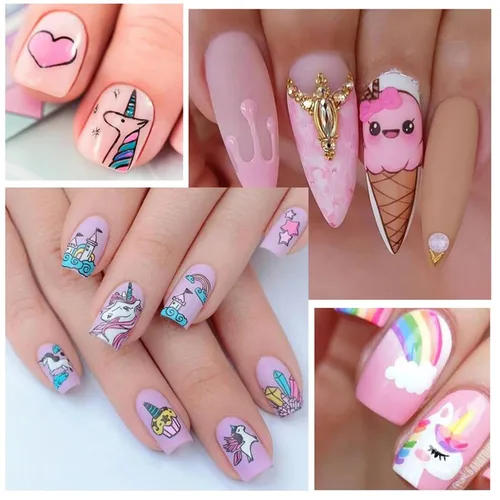 Miniatura 7 de Calcomanías de uñas de unicornio, calcomanías de transferencia de agua, calcomanías de uñas de corazón, unicornio, arcoíris, dona, diseño de uñas