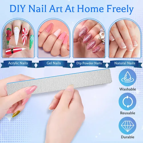 Miniatura 5 de Lima de uñas de grano 60/60 para uñas acrílicas, limas de uñas súper ásperas, tableros de esmeril para uñas artificiales, uñas postizas, lima