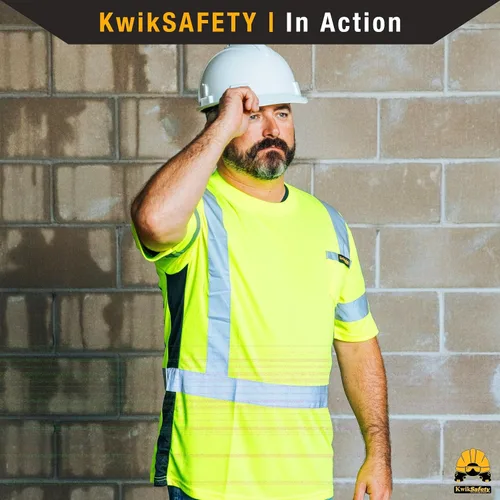 Miniatura 2 de KwikSafety - Charlotte, NC - Camisa de seguridad de manga corta OPERATOR [cinta reflectante sólida] Clase 2 Cumple con ANSI OSHA Cinta básica