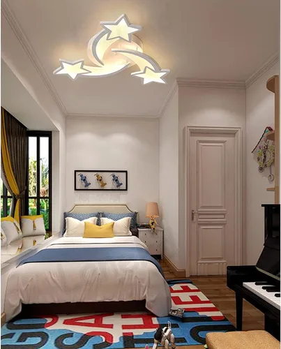 Miniatura 7 de Lámpara de techo LED moderna, lámpara de techo empotrada en forma de estrella de 45 W, 3 cabezales, control remoto regulable cerca de lámparas