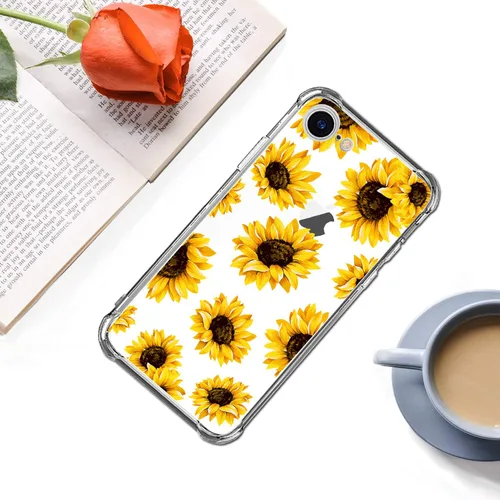 Miniatura 5 de Funda transparente de girasol compatible con iPhone SE 2022 SE 2020 7 8, funda trasera floral para niñas y mujeres, funda protectora transparente