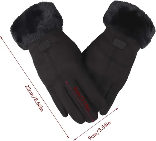 Miniatura 6 de Guantes para mujer con cable térmico cálido para mujer con pantalla táctil elástica para invierno para conducir guantes de cuero