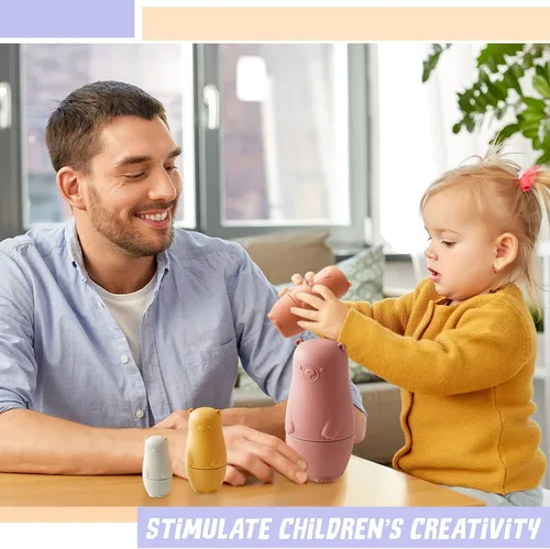 Miniatura 4 de Chivao 8 Piezas Muñecas Rusas Anidables, Muñeca Matryoshka de Silicona Juguetes de Pascua Juguete Educativo Muñecas Anidables Apilables para Niños