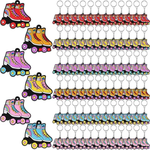 Ferreve 18 llaveros de patinaje sobre ruedas para recuerdos de fiesta, suministros de patinaje sobre ruedas para fiestas de cumpleaños de los años