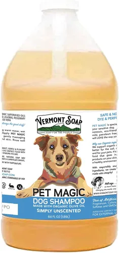 VERMONT SOAP Champú para mascotas Organics - Infundido con aceite de oliva orgánico y natural, champú para perros de coco y aloe vera para pieles