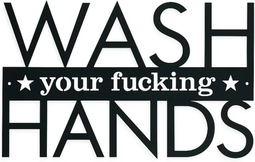 Divertido letrero de metal para pared de baño, con texto en inglés "Wash Your Hands", para inauguración de la casa, colgador de puerta colgante