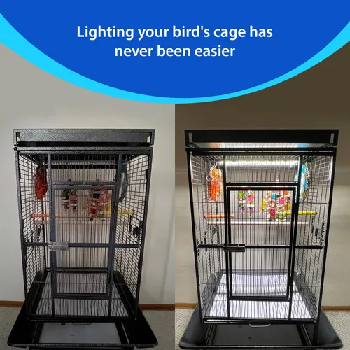 Miniatura 6 de HappyBird Lighting - Luz de jaula para pájaros con protector anti-mordida, luz LED de espectro completo para mascotas, simula el entorno natural