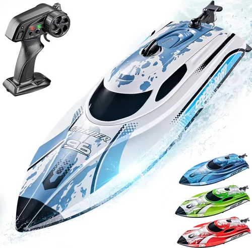Miniatura 7 de BEZGAR Barco RC, Lancha a control remoto de 12 pulgadas para niños y adultos, barcos rápidos de velocidad RC de 25 KPH con batería de 700 mAh