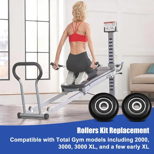 Miniatura 3 de Total Gym Juego de ruedas/rodillos de repuesto para modelos 2000, 3000 y más, 3000 XL, y algunos Very Early XL, negro (paquete de 4)