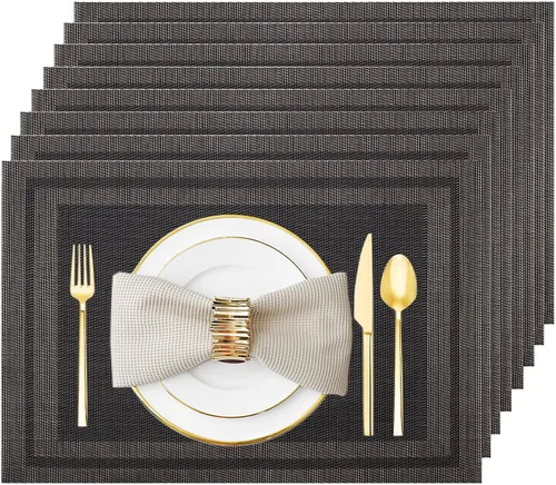 Miniatura 25 de Juego de 12 manteles individuales lavables y limpiables para mesa de comedor, cocina, interior y exterior, manteles individuales resistentes al