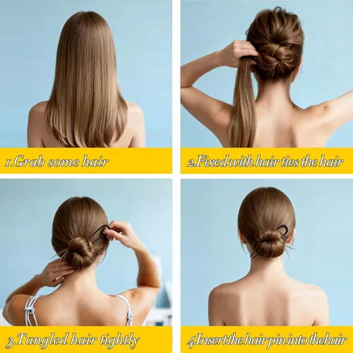 Miniatura 7 de 3 horquillas de metal para el pelo francés, para mujer, horquillas para moños, accesorios metálicos para el cabello (negro)