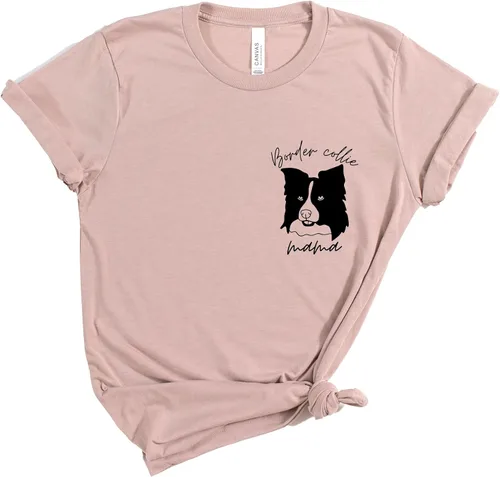 Miniatura 9 de Border Collie Mama T-Shirt Women Border Collie Dog Mom Owner Gift T-Shirt New Puppy Adoption Graphic Tees Top White