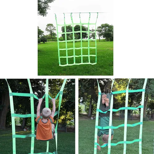 Miniatura 6 de Red de obstáculos para el patio trasero, escalera de red de juegos Ninja Jungle Gym Heavy Duty Cargo Escalada Seguridad para niños, red